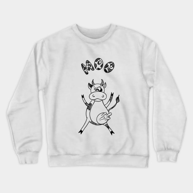 Funny cow Crewneck Sweatshirt by Dina Mokareva